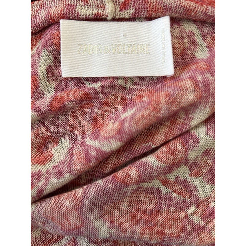 Zadig & Voltaire Drape Cardigan Red Animal Print Linen Blend Open Front Sz U (S) - Picture 6 of 7